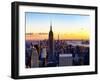 Sunset Skyscraper Landscape, Empire State Building and One World Trade Center, Manhattan, New York-Philippe Hugonnard-Framed Art Print