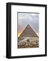 Sunset, Sphinx in Foreground and the Pyramid of Chephren, the Pyramids of Giza-Richard Maschmeyer-Framed Photographic Print