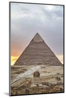 Sunset, Sphinx in Foreground and the Pyramid of Chephren, the Pyramids of Giza-Richard Maschmeyer-Mounted Photographic Print