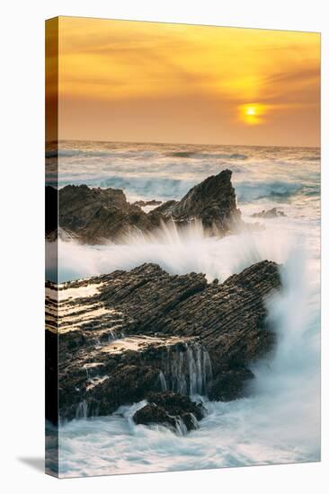 Sunset Splash at Montaña de Oro, California Coast-Vincent James-Stretched Canvas