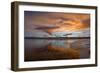 Sunset Spring Mountain Lake - Colorful Spring Storm Clouds Rolling over an Ice-Melting Lake-Sean Xu-Framed Photographic Print