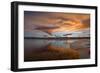 Sunset Spring Mountain Lake - Colorful Spring Storm Clouds Rolling over an Ice-Melting Lake-Sean Xu-Framed Photographic Print