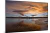 Sunset Spring Mountain Lake - Colorful Spring Storm Clouds Rolling over an Ice-Melting Lake-Sean Xu-Mounted Photographic Print