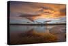 Sunset Spring Mountain Lake - Colorful Spring Storm Clouds Rolling over an Ice-Melting Lake-Sean Xu-Stretched Canvas