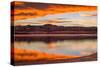 Sunset Spring Mountain Lake - Colorful Stormy Clouds Rolling over a Melting Ice Lake-Sean Xu-Stretched Canvas