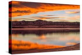 Sunset Spring Mountain Lake - Colorful Stormy Clouds Rolling over a Melting Ice Lake-Sean Xu-Stretched Canvas