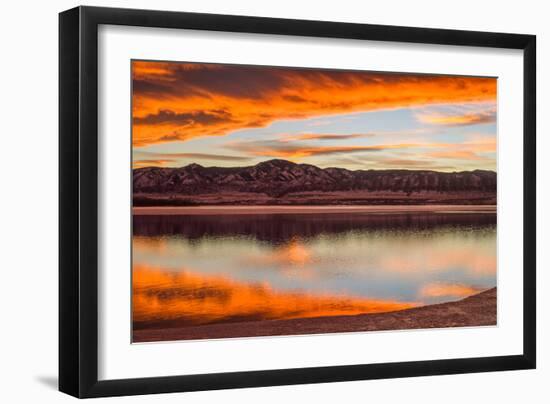 Sunset Spring Mountain Lake - Colorful Stormy Clouds Rolling over a Melting Ice Lake-Sean Xu-Framed Photographic Print