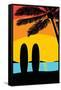 Sunset Surf Panel-Hugo Edwins-Framed Stretched Canvas