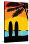 Sunset Surf Panel-Hugo Edwins-Stretched Canvas