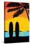 Sunset Surf Panel-Hugo Edwins-Stretched Canvas