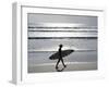 Sunset, Surfer Walking Along Beach, Kuta Beach, Bali, Indonesia-null-Framed Photographic Print