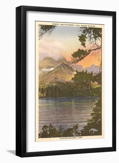 Sunset, Swiftcurrent Lake, Glacier Park, Montana-null-Framed Art Print