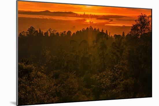 Sunset Temple, Red Skies and Burn Over San Francisco from Oakland Hills-Vincent James-Mounted Photographic Print