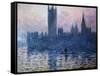 Sunset,The Houses of Parliament-Claude Monet-Framed Stretched Canvas