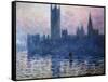 Sunset,The Houses of Parliament-Claude Monet-Framed Stretched Canvas