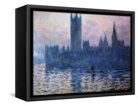 Sunset,The Houses of Parliament-Claude Monet-Framed Stretched Canvas