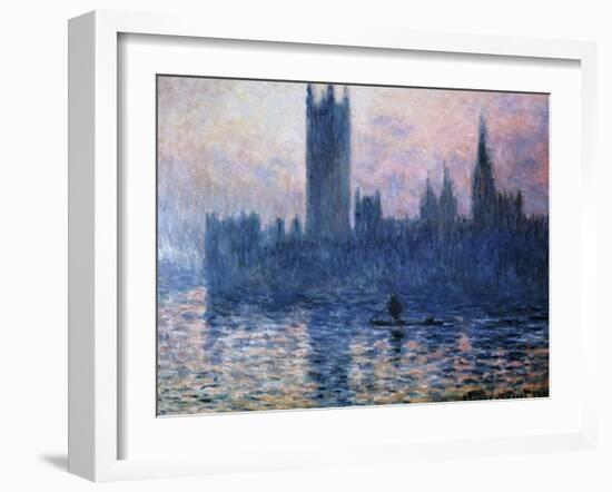 Sunset,The Houses of Parliament-Claude Monet-Framed Giclee Print