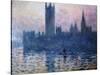 Sunset,The Houses of Parliament-Claude Monet-Stretched Canvas