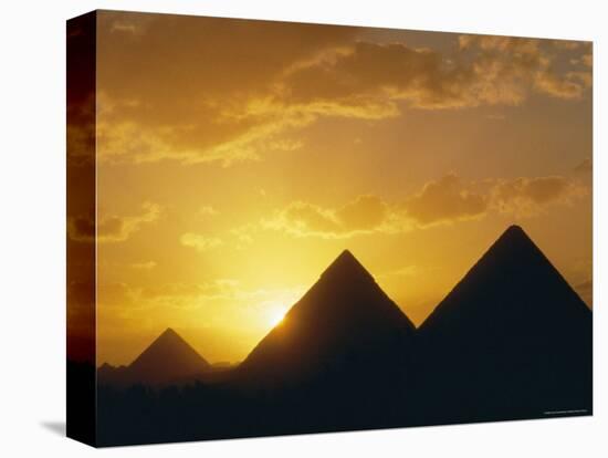 Sunset, the Pyramids, Giza, Unesco World Heritage Site, Cairo, Egypt, North Africa, Africa-John Ross-Stretched Canvas