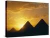 Sunset, the Pyramids, Giza, Unesco World Heritage Site, Cairo, Egypt, North Africa, Africa-John Ross-Stretched Canvas