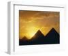 Sunset, the Pyramids, Giza, Unesco World Heritage Site, Cairo, Egypt, North Africa, Africa-John Ross-Framed Photographic Print