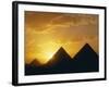 Sunset, the Pyramids, Giza, Unesco World Heritage Site, Cairo, Egypt, North Africa, Africa-John Ross-Framed Photographic Print