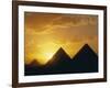 Sunset, the Pyramids, Giza, Unesco World Heritage Site, Cairo, Egypt, North Africa, Africa-John Ross-Framed Photographic Print