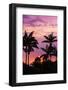 Sunset through silhouetted palm trees, Kona Coast, The Big Island, Hawaii, USA-Russ Bishop-Framed Photographic Print