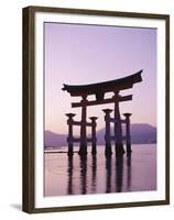 Sunset, Torii Gate, Itsukushima Shrine, Miyajima Island, Honshu, Japan-null-Framed Premium Photographic Print