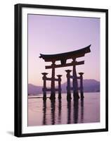 Sunset, Torii Gate, Itsukushima Shrine, Miyajima Island, Honshu, Japan-null-Framed Premium Photographic Print