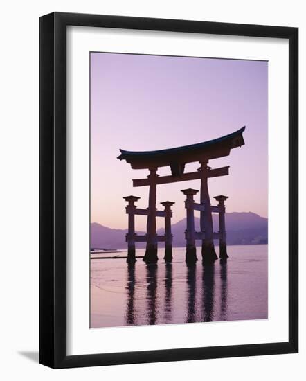 Sunset, Torii Gate, Itsukushima Shrine, Miyajima Island, Honshu, Japan-null-Framed Photographic Print