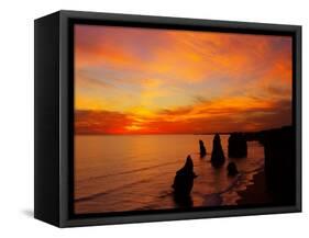 Sunset, Twelve Apostles, Port Campbell National Park, Great Ocean Road, Victoria, Australia-David Wall-Framed Stretched Canvas