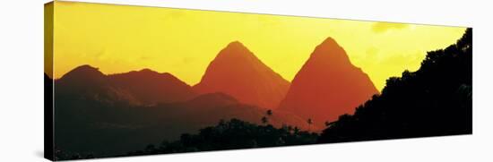 Sunset, Twin Pitons, St. Lucia, West Indies-null-Stretched Canvas