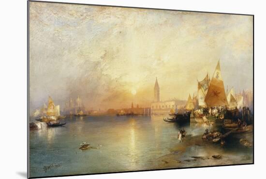 Sunset, Venice; Santa Maria and the Ducal Palace-Moran Thomas-Mounted Giclee Print