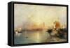 Sunset, Venice; Santa Maria and the Ducal Palace-Moran Thomas-Framed Stretched Canvas