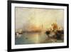 Sunset, Venice; Santa Maria and the Ducal Palace-Moran Thomas-Framed Giclee Print