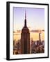 Sunset View, Empire State Building and One World Trade Center (1WTC), Manhattan, NYC, Colors-Philippe Hugonnard-Framed Art Print