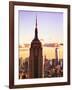 Sunset View, Empire State Building and One World Trade Center (1WTC), Manhattan, NYC, Colors-Philippe Hugonnard-Framed Art Print