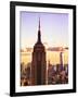 Sunset View, Empire State Building and One World Trade Center (1WTC), Manhattan, NYC, Colors-Philippe Hugonnard-Framed Art Print