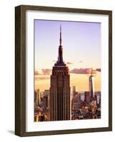 Sunset View, Empire State Building and One World Trade Center (1WTC), Manhattan, NYC, Colors-Philippe Hugonnard-Framed Art Print