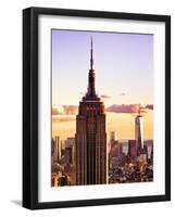 Sunset View, Empire State Building and One World Trade Center (1WTC), Manhattan, NYC, Colors-Philippe Hugonnard-Framed Art Print