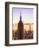 Sunset View, Empire State Building and One World Trade Center (1WTC), Manhattan, NYC, Colors-Philippe Hugonnard-Framed Art Print