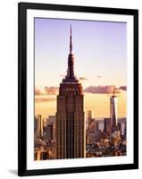 Sunset View, Empire State Building and One World Trade Center (1WTC), Manhattan, NYC, Colors-Philippe Hugonnard-Framed Art Print