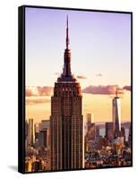 Sunset View, Empire State Building and One World Trade Center (1WTC), Manhattan, NYC, Colors-Philippe Hugonnard-Framed Stretched Canvas