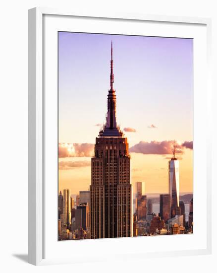 Sunset View, Empire State Building and One World Trade Center (1Wtc), Manhattan, NYC, US, Colors-Philippe Hugonnard-Framed Photographic Print