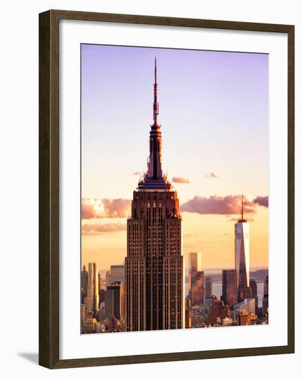 Sunset View, Empire State Building and One World Trade Center (1Wtc), Manhattan, NYC, US, Colors-Philippe Hugonnard-Framed Photographic Print