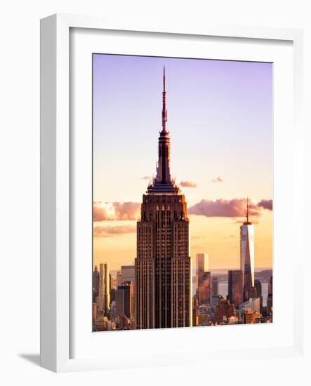Sunset View, Empire State Building and One World Trade Center (1Wtc), Manhattan, NYC, US, Colors-Philippe Hugonnard-Framed Photographic Print