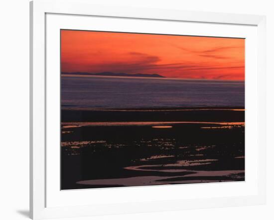 Sunset View from Walney Island Near Barrow-In-Furness Towards Isle of Man Lake District-null-Framed Photographic Print