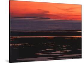 Sunset View from Walney Island Near Barrow-In-Furness Towards Isle of Man Lake District-null-Stretched Canvas