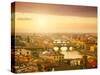 Sunset View of Bridge Ponte Vecchio. Florence, Italy-silver-john-Stretched Canvas